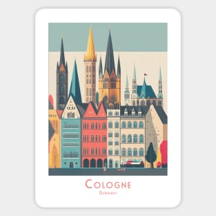 Cologne, Germany - minimalistic Vintage Retro Travel Poster Sticker